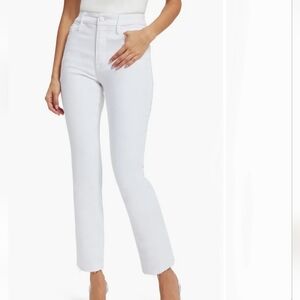 GOOD AMERICAN High Waist  Straight Leg Cropped Ankle Frayed Hem Size 12/31